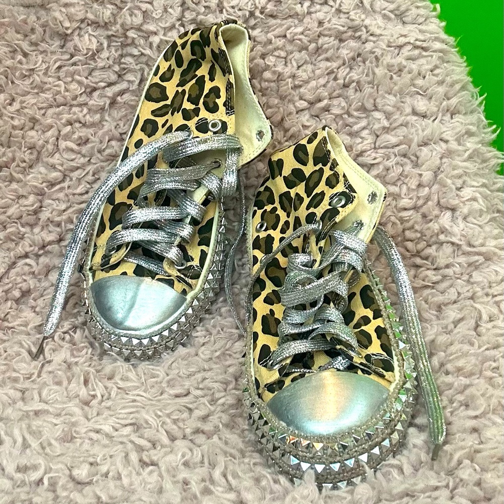 Leopard Print & Chrome Studded CcVv Converse-Style Shoe!